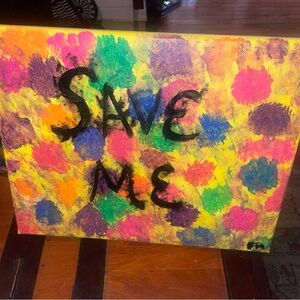 Colorful Abstract 'Save Me' Canvas Art